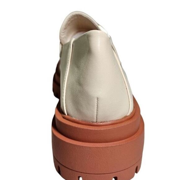 TRENDING PLATFORM LOAFERS FAUX LEATHER White/Tan CHUNKY SOLE NEUTRAL 8.5 - Picture 4 of 13